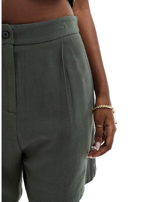 In The Style Green Linen Tailored Shorts