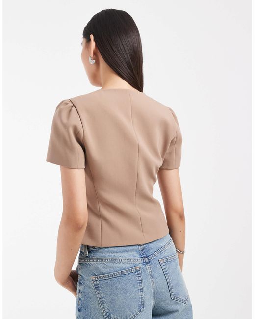 ASOS Blue Tailored Button Through Cinch Top