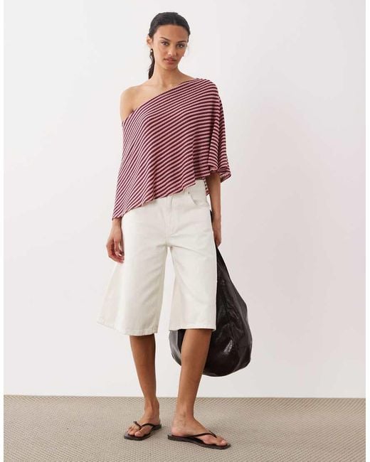 ASOS Red Crochet Look Off Shoulder Cape Top