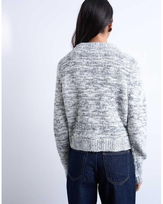 TOPSHOP Blue Knitted Salt And Pepper Cardigan