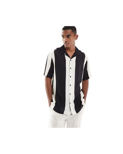 PacSun Black Bold Stripe Short Sleeve Shirt for men