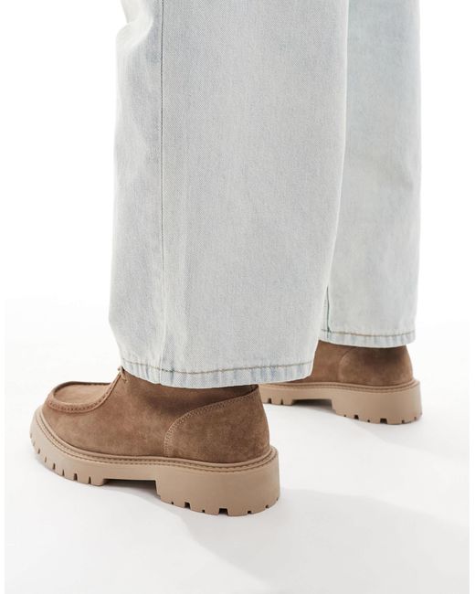 Bottines en daim à lacets et semelle chunky et superposition sur la tige ASOS pour homme en coloris White