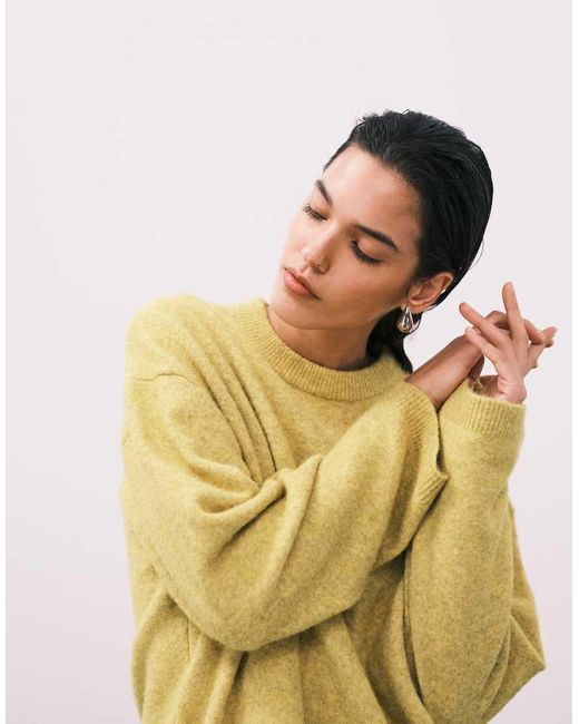 ASOS Yellow Relaxed Crew Neck Jumper
