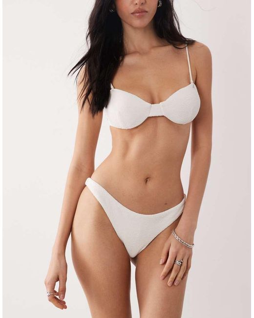 Mango White Textured Bikini Bottoms