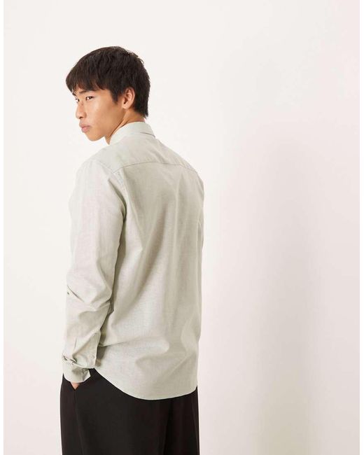 ASOS Natural Formal Linen Blend Regular Shirt for men