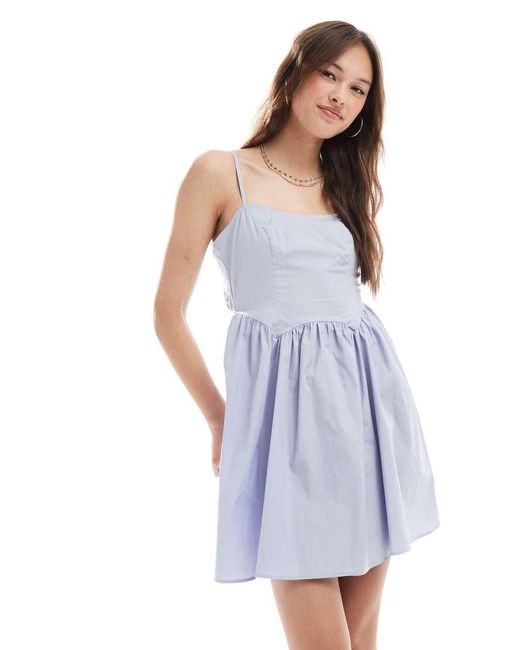 New Look Blue Strappy Poplin Mini Dress