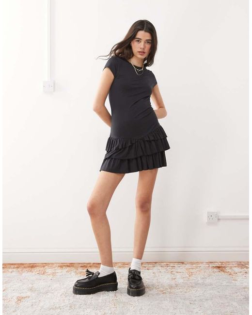 Collusion Black Ruffle Mini Dress