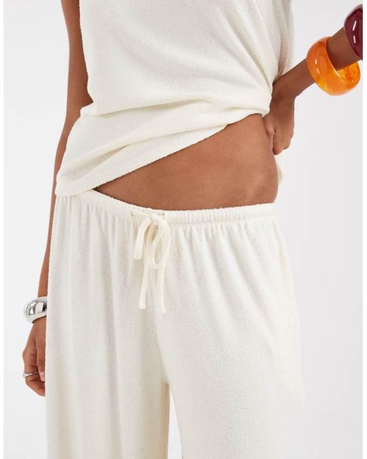 ASOS White Textured Knit Wide Leg Trouser Co-Ord
