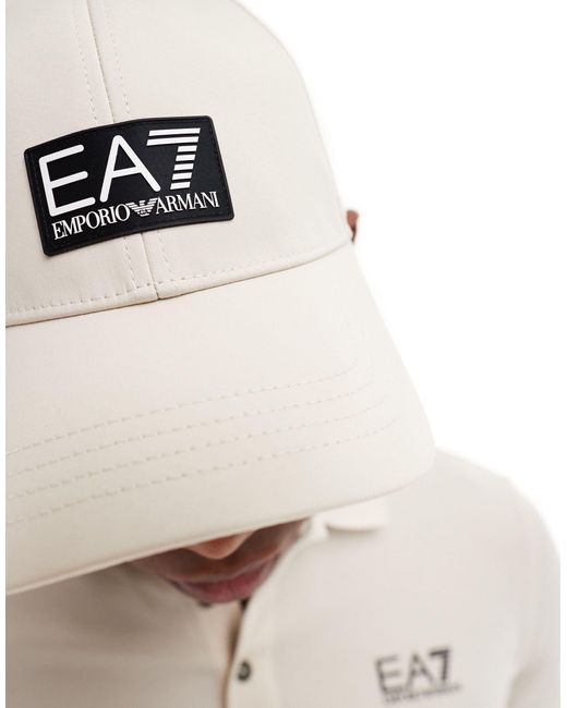 EA7 White Armani Core Label Logo Baseball Cap for men