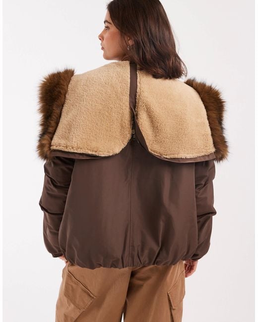ASOS Brown Bomber Parka With toggle Detail