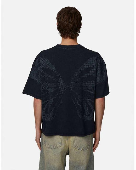 Good For Nothing Blue Boxy Washed Graphic T-Shirt for men