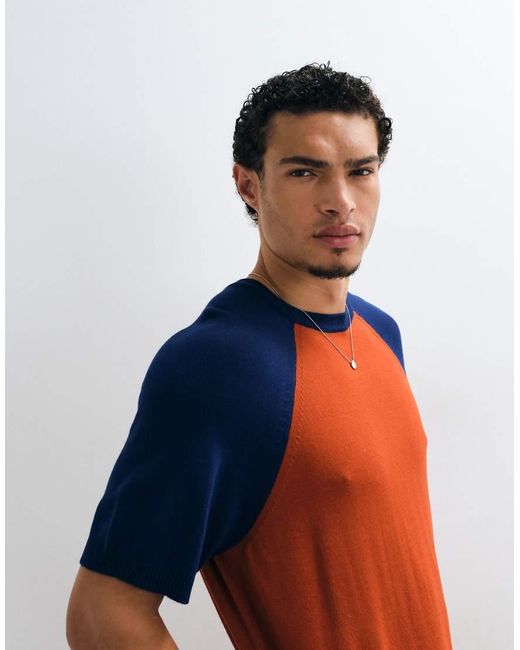 ASOS Orange Relaxed Knitted T-Shirt for men