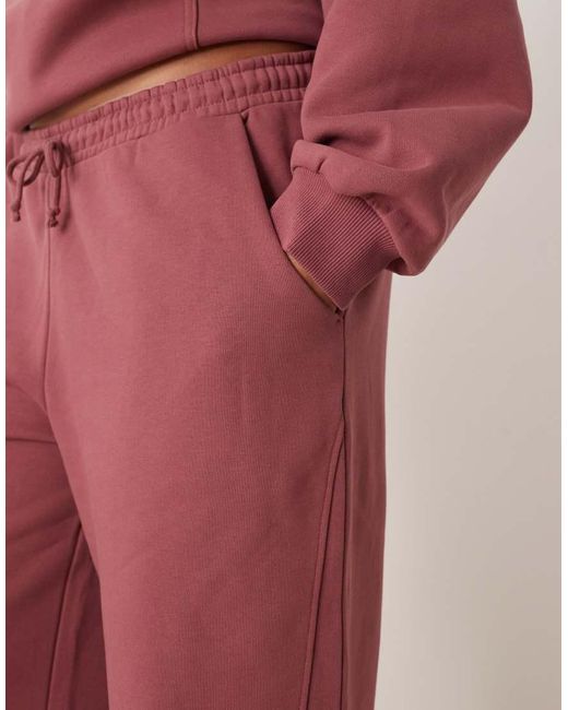 ASOS Red Asos Design Curve Premium Heavyweight 500gsm Seamed Wide Leg Sweatpants