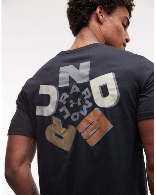 Under Armour Blue Radial Wordmark Short Sleeve T-shirt for men
