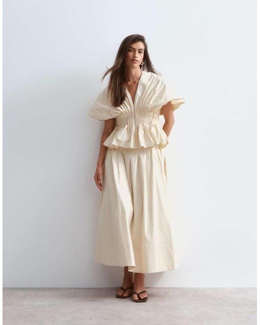 ARRANGE Natural Premium Cotton Cinched Waist Top Co-ord