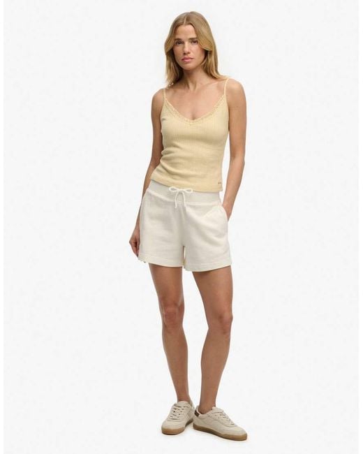 Superdry White Athletic Essentials V Neck Pointelle Cami Top