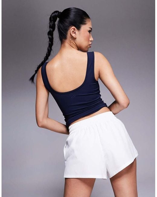 Pantaloncini Da Running Molto Corti A Vita Alta Bianchi Foderati di 4505 in Blue