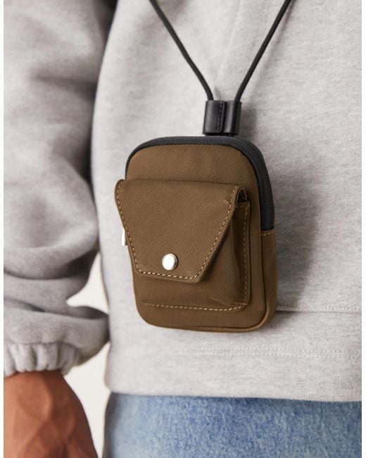 ASOS Gray Pouch With Strap for men