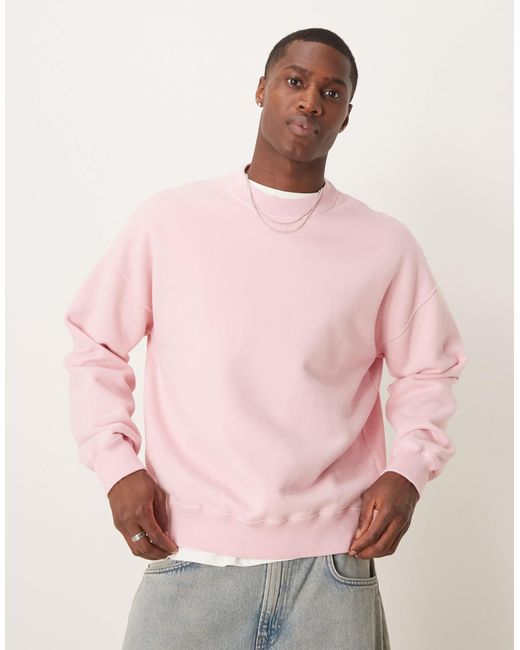Abercrombie & Fitch – cropped fit basic-sweatshirt in Pink für Herren