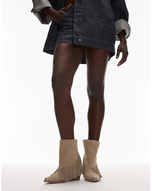 Jukeson - bottines en daim à franges style western - grège Bronx en coloris Black