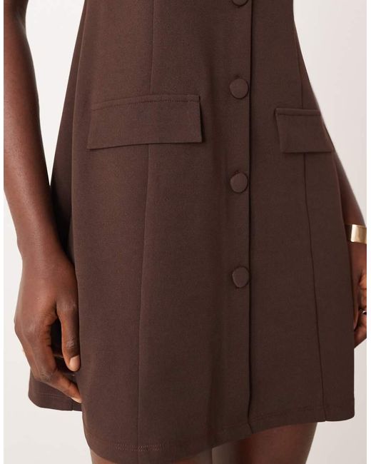 ASOS Natural Sleeveless Button Down Waistcoat Mini Dress