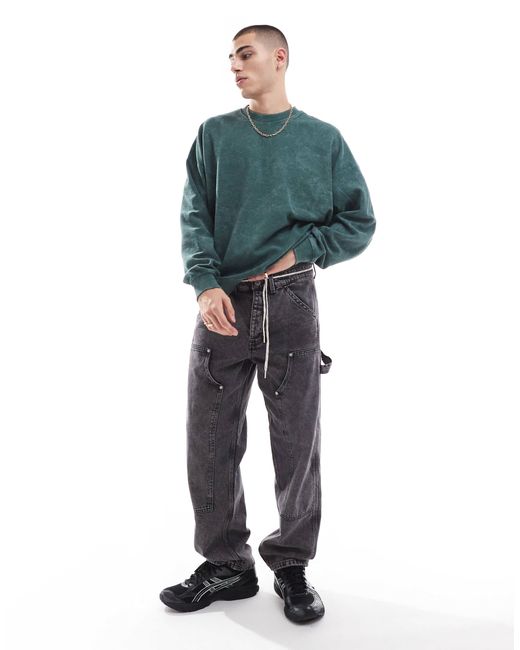 Bershka – strukturiertes sweatshirt in Green für Herren