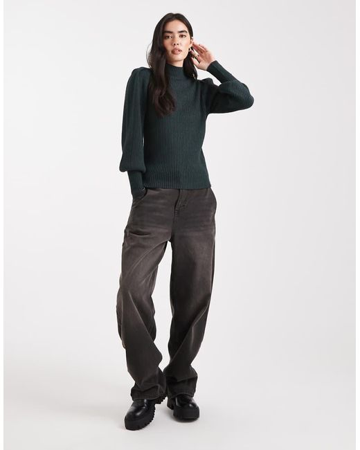 ONLY Black High Neck Puffy Sleeves Jumper