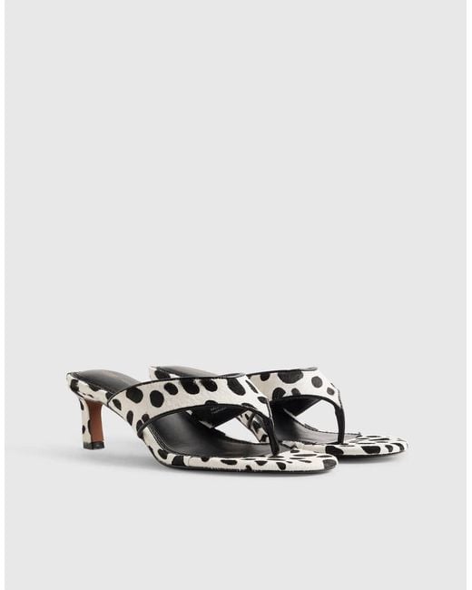 River Island White Spot Print Toe Thong Mule Sandals