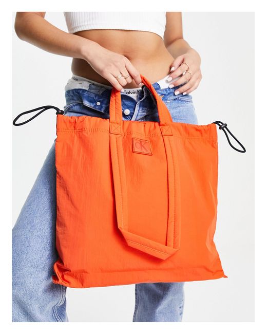 Calvin Klein Orange City Nylon Square Tote Bag