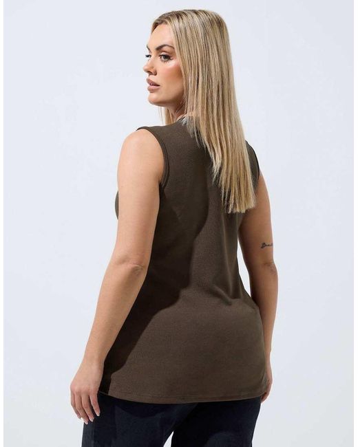 Yours Clothing Brown Seam Detail Waistcoat