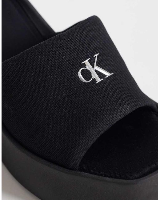 Calvin Klein Blue Jeans Canvas Wedge Sandal