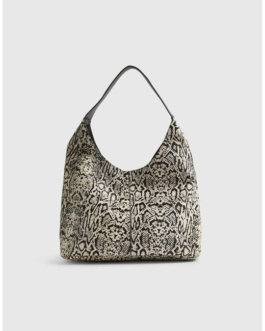 River Island Gray Snake Pony Hair Leather Shoulder Bag