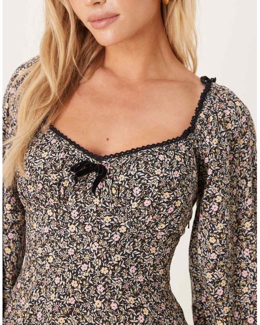 Nobody's Child Petite Gray Lillie Gathered Bust Mini Dress