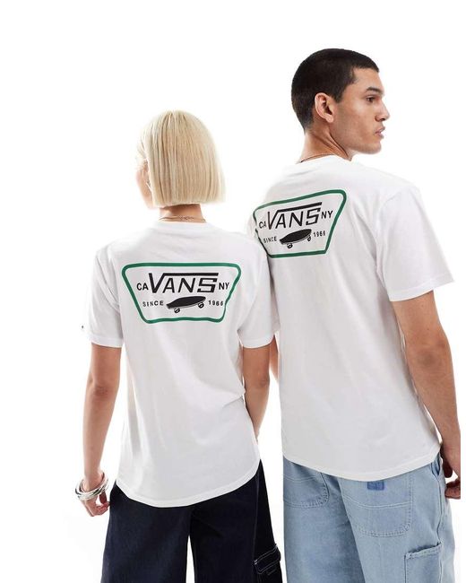 T Shirt A Maniche Corte Bianca E Verde Scuro Con Stampa Sul Retro da Uomo di Vans in Bianco Lyst