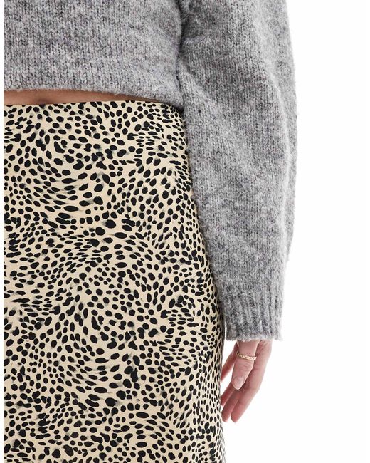 Wednesday's Girl Gray Lace Trim Leopard Print Midi Skirt