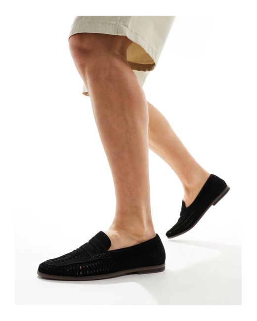 Schuh Black Reem Woven Loafers for men