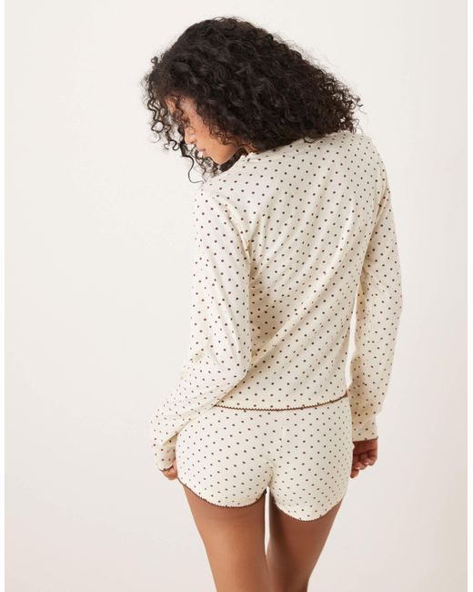 ASOS Natural Mix & Match Long Sleeve Pajama Top