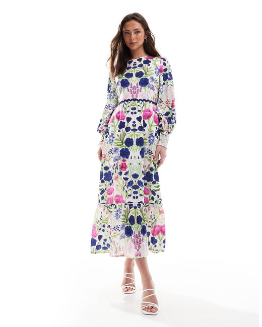 Hope & Ivy White High Neck Maxi Dress With Bow Back