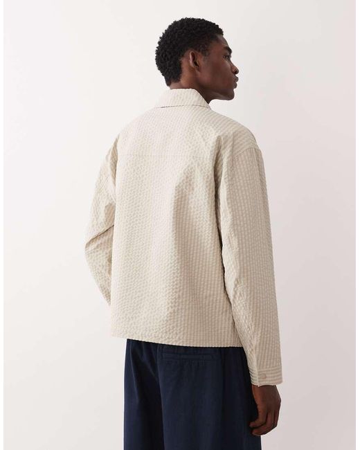 ASOS Natural Textured Harrington Jacket for men