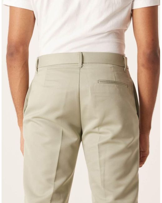 ASOS Nette Cropped Broek Met Rechte Pijpen En Platgestikt Detail in het Natural voor heren