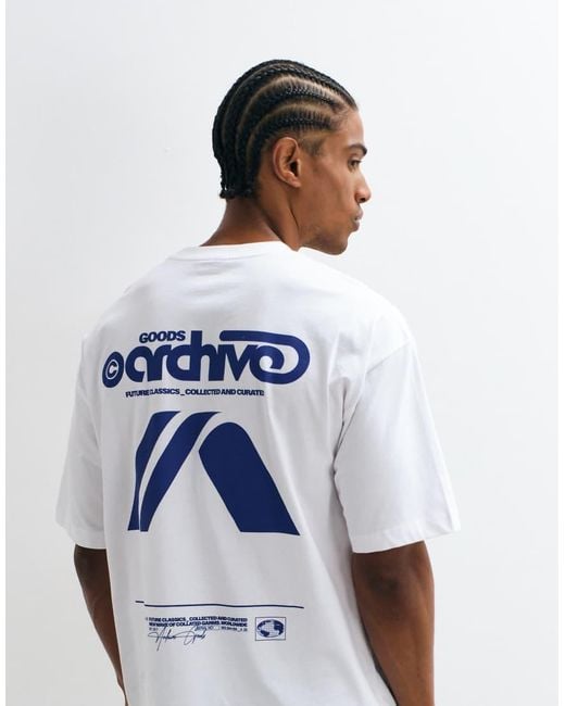 ASOS Blue Oversized T-Shirt With Goods Archive Graphic for men