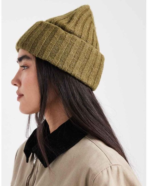 New Look Geribbelde Beanie in het Brown