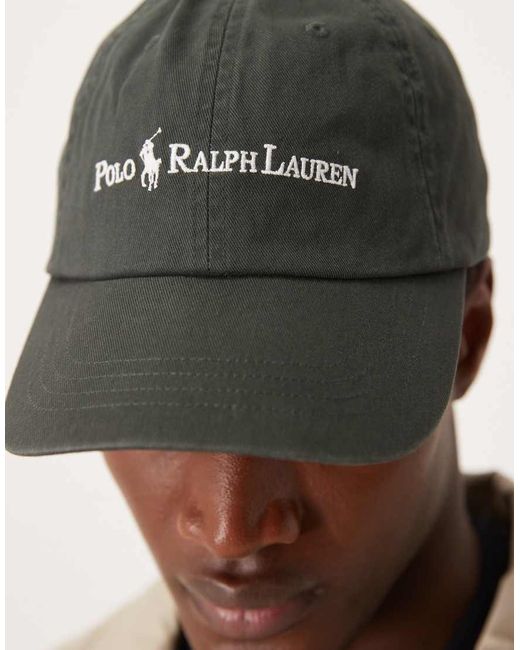 Polo Ralph Lauren Gray Script Icon Logo Twill Baseball Cap for men
