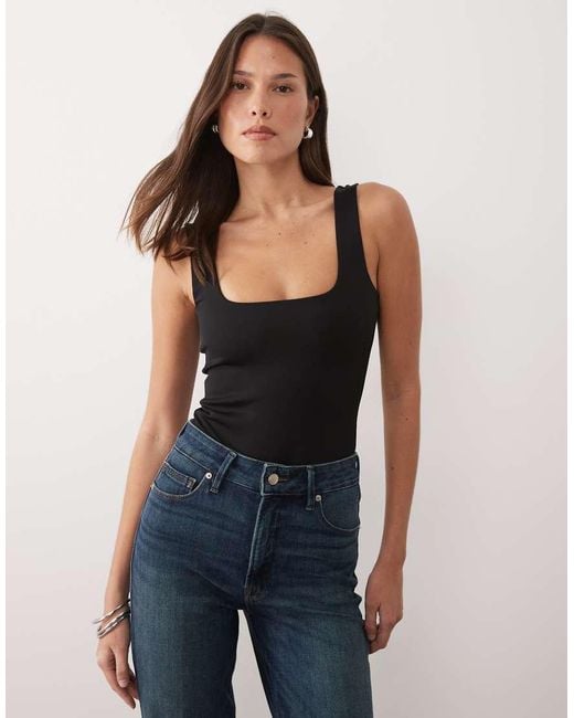 GOOD AMERICAN Blue Sculpting Modern Tank Bodysuit