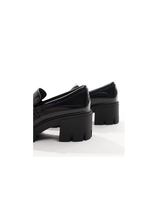 Pull&Bear Black Patent Heeled Loafer Shoe