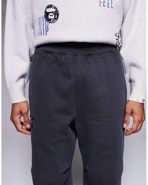 Aape By A Bathing Ape Blue Aape By A Bathing Ape X Erased Loose Fit Heavyweight Jersey Sweatpants for men