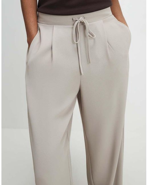 River Island Natural Tailored Elasticated Wide Leg Trousers
