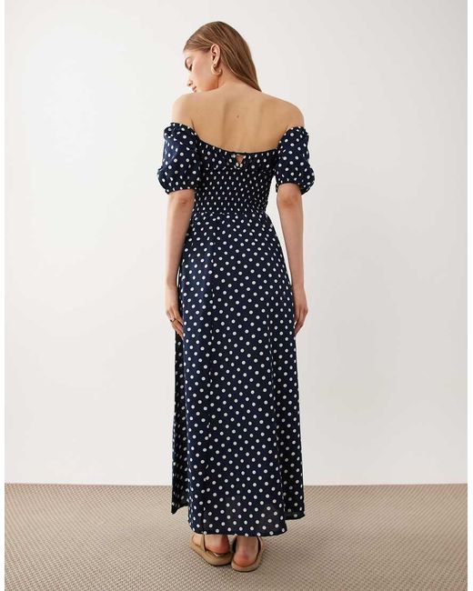 esmé studios Blue Esmee Tie Front Puff Sleeve Maxi Beach Dress