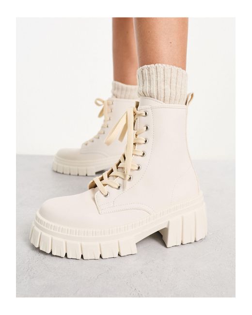 ASOS White Auto Chunky Lace Up Boots