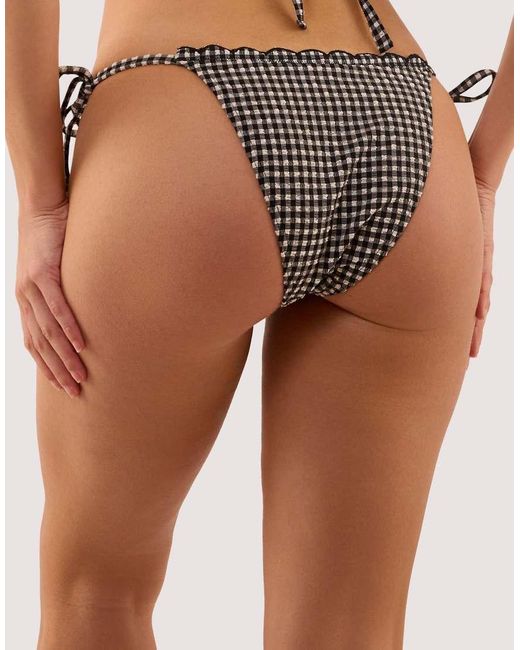 Peek & Beau Brown Margot Gingham Scallop Trim Tie Side Bikini Briefs